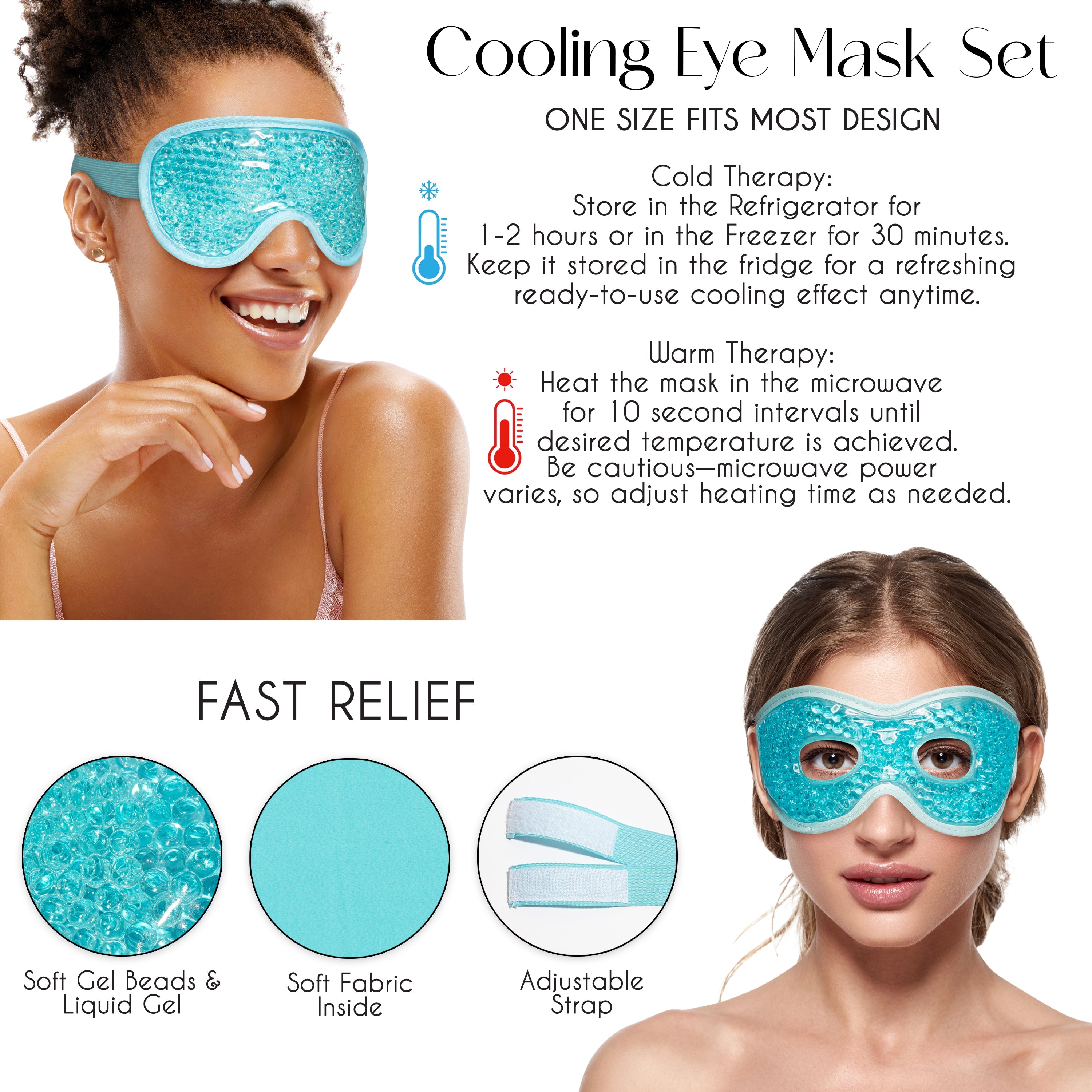 Rise Up and Recover - Migraine Relief 5pc Set (Incl. Headache Cap, Pressure Point Clip, Cooling Eye Masks, Neck Ice Pack Wrap) for Tension, Headaches, Stress, Hangover, Fatigue, Relaxation Self Care Gifts for Women & Men