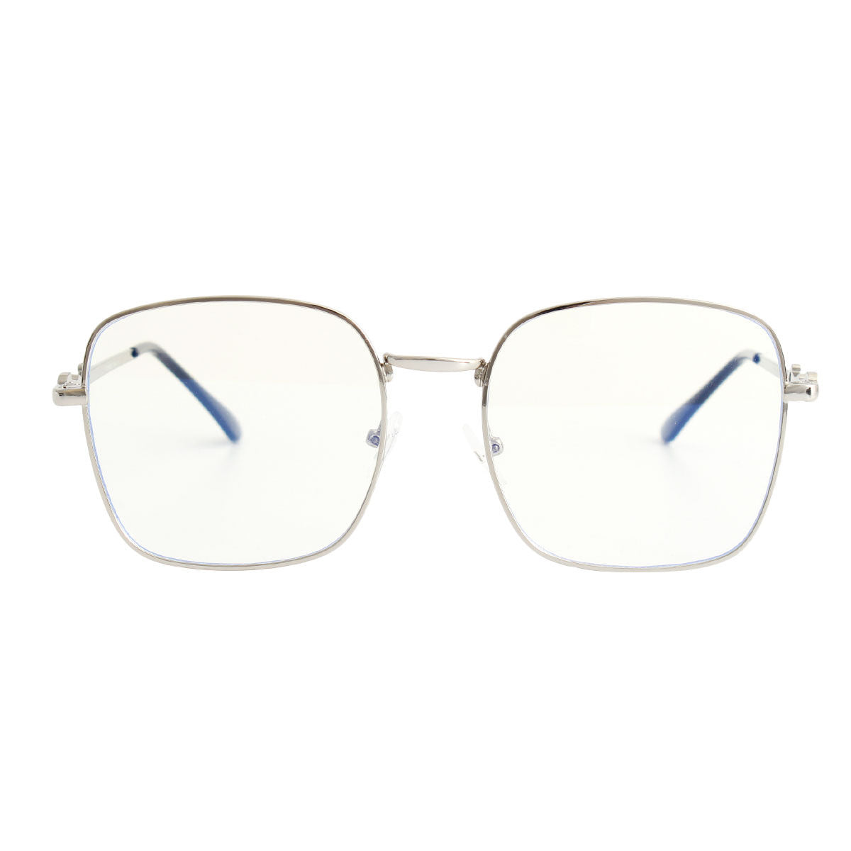 Square Silver Blue Light Glasses Stylish Trendy Eyewear
